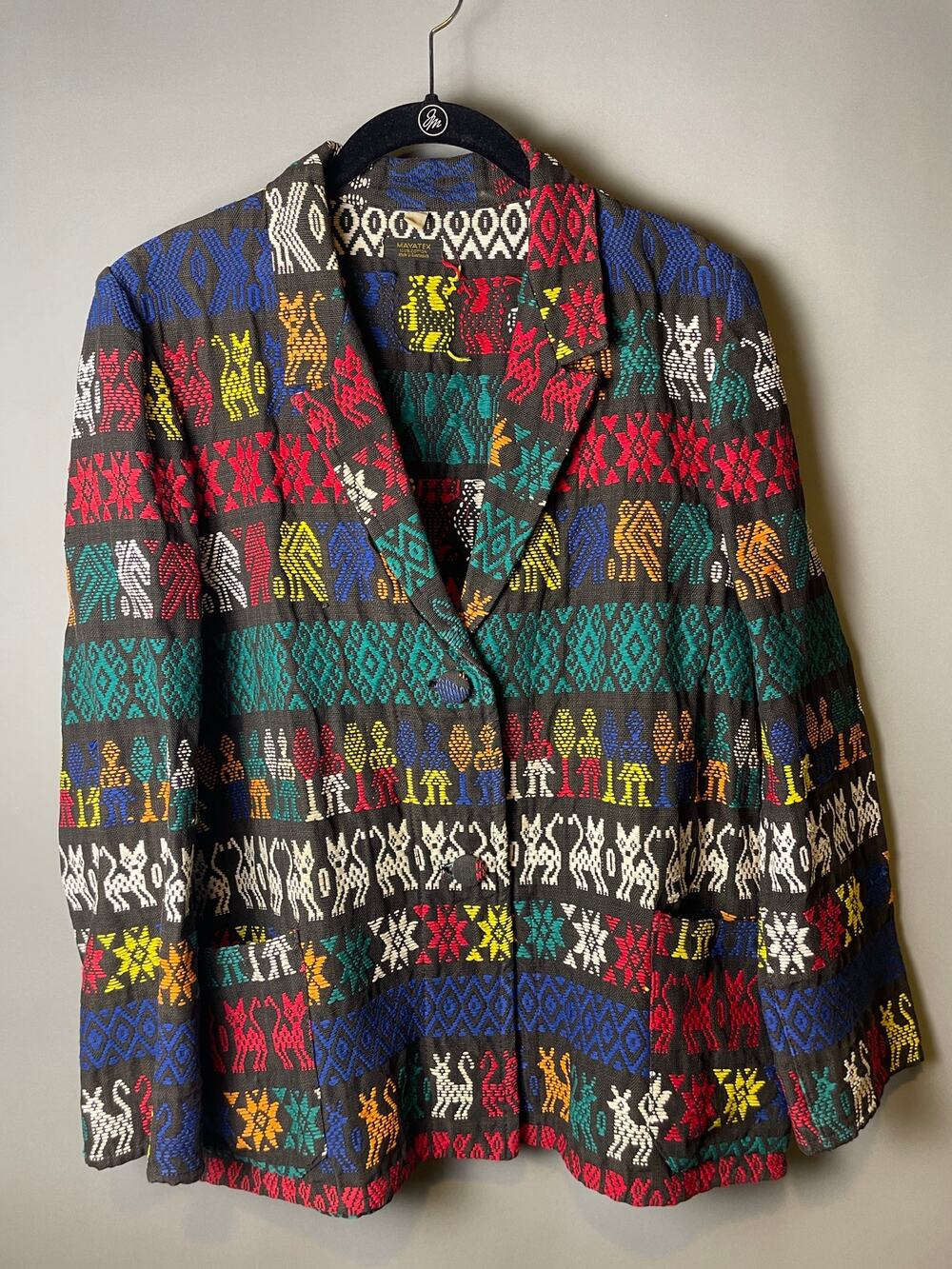 Mayatex Guatemala Cotton Woven Animal Blazer Jacket Boho